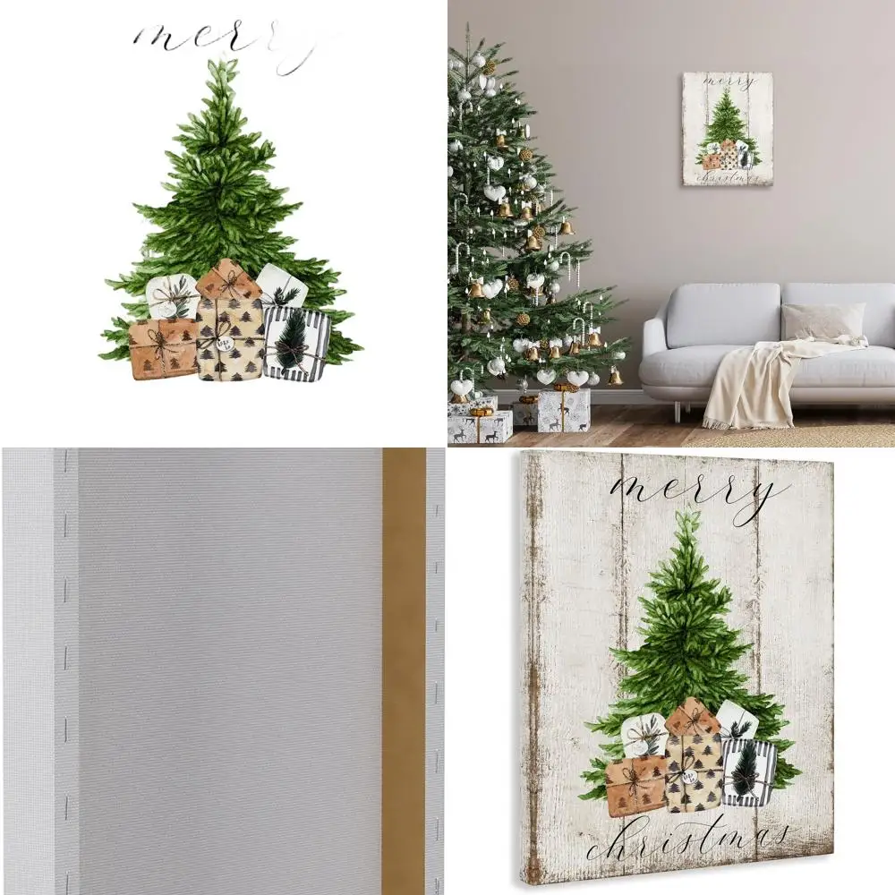 Rustic Distressed 24x30 Christmas Tree Art by Deborah Brown on Canvas