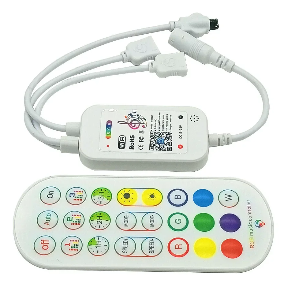 

DC12V 24V RGB LED Controller Music Wifi Smart Control Double Output Tuya Controller for RGB 5050/3535 LED Strips Rgbw Controller