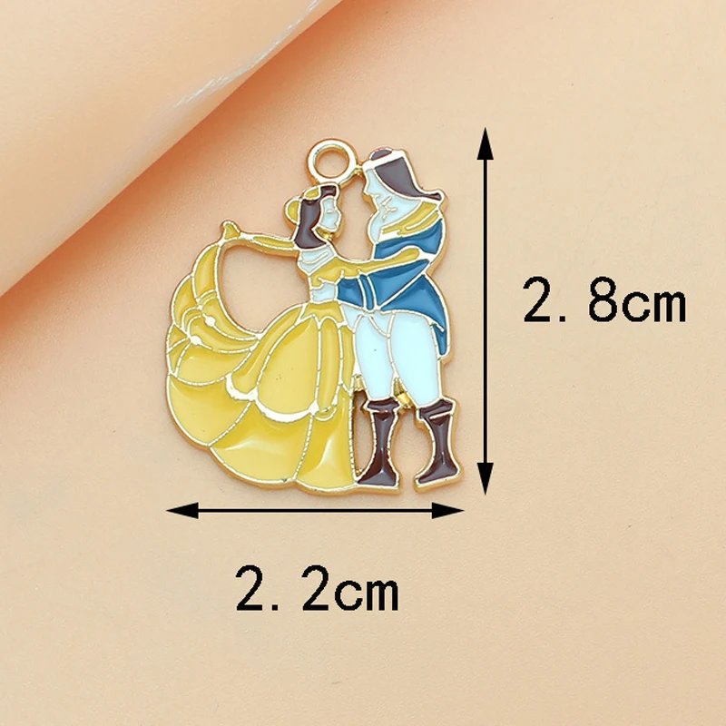 10pcs Fashion Jewelry European And American Drip Oil New Cartoon Princess And Prince Pendant Suitable For Boys And Girls Party J