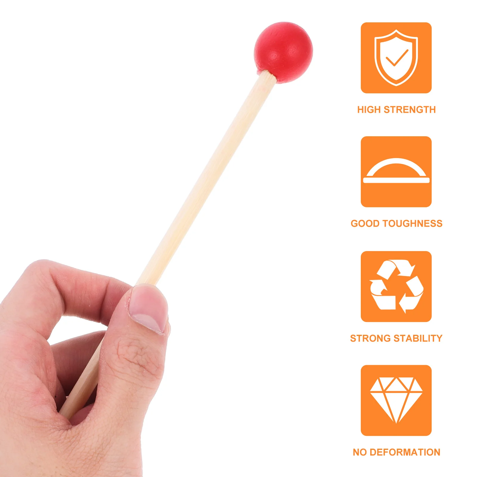 

12Pcs Wooden Drumsticks Solid Long Handles Nice Grip Musical Tools for Performance Beginners Professionals Red