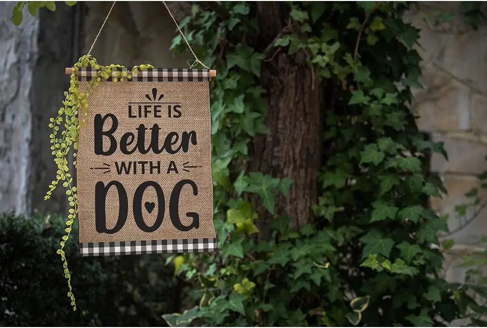 Garden Flag Home Banners Outdoor Decor Lawn (12.5 x 18 Inch, Life Is Better With A Dog Garden Flag)