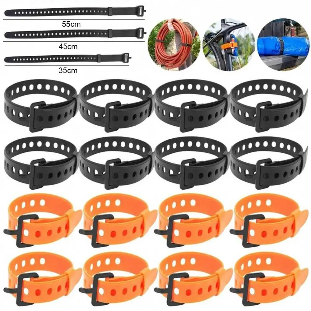 Belt Buckle Rubber Tension Strap Adjustable Quick Release Tool Luggage Bundling Strap 35/45/55cm Silicone Cargo Tie-Down Strap