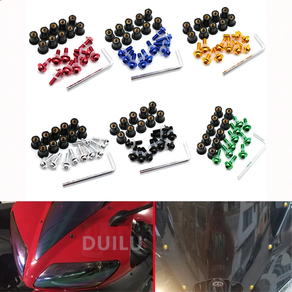 

DUILU 5 мм болты для лобового стекла мотоцикла M5, гайки для ветрового стекла для BMW Nmax Tmax 530 Er6n MT09 Suzuki Bandit 400 Yahaha Fz1