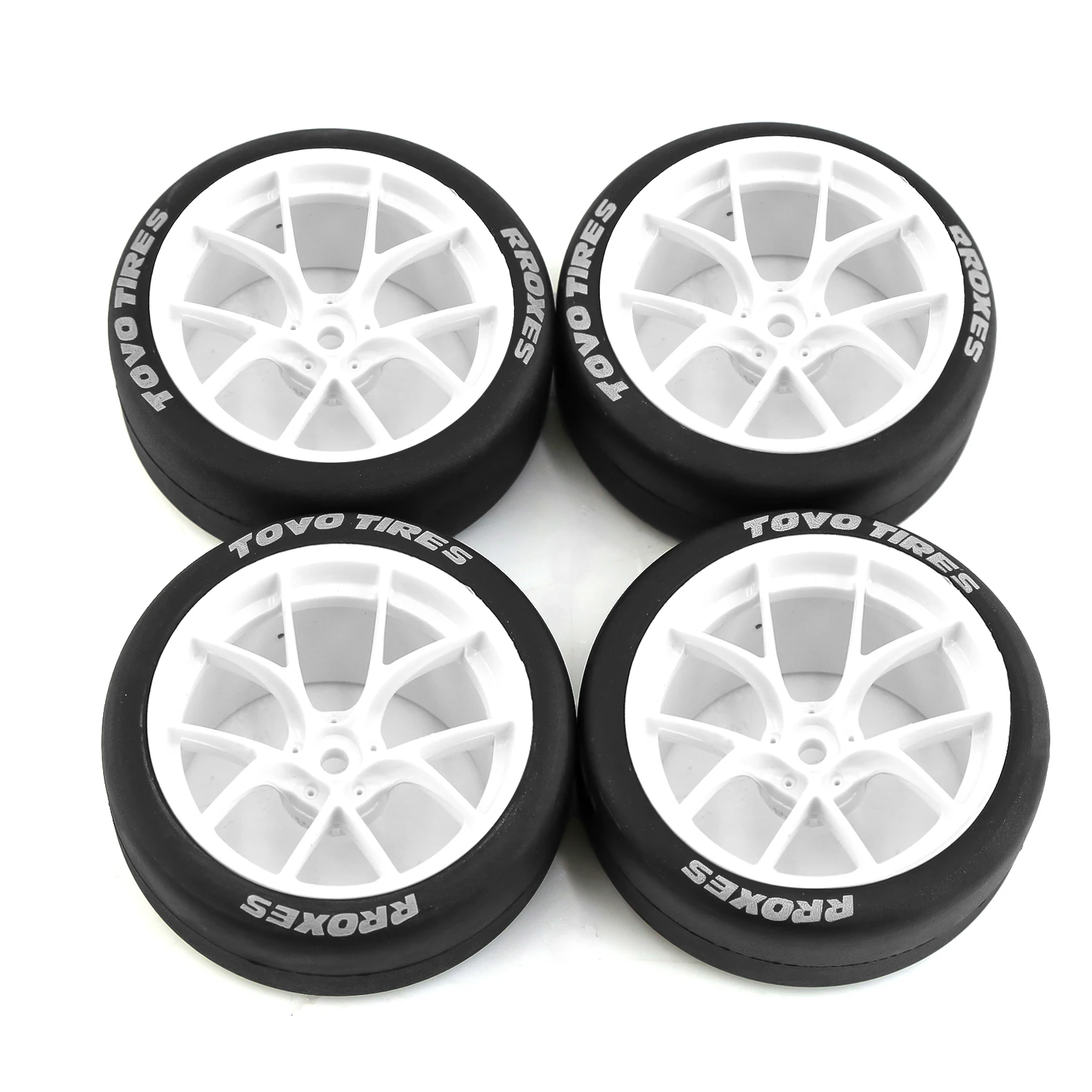 4pcs 1/10 RC Drift Tires and Plastic Wheels Rims 12mm Hex for 1:10 On Road Touring Street Car Tamiya HPI KYOSHO XV02 XV01 TT01