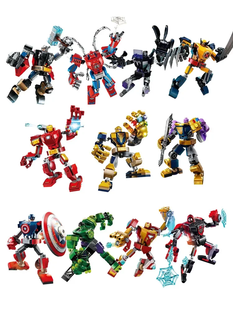 KSZ1012 1013 1014 Superhelden-Bausteine Avengers Thor Iron Man Thanos Zusammengebaute Actionfigur Baustein-Modell