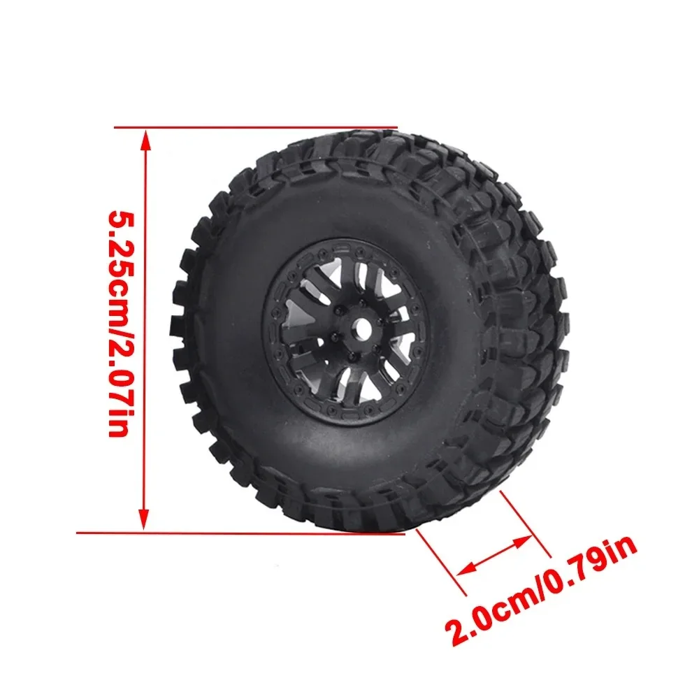 4개 RC 1.0인치 타이어 및 휠 고무 크롤러 타이어 1/24 1/18 RC 크롤러 자동차용 Axial SCX24 C10 트럭 FMS FCX24 TRX4M