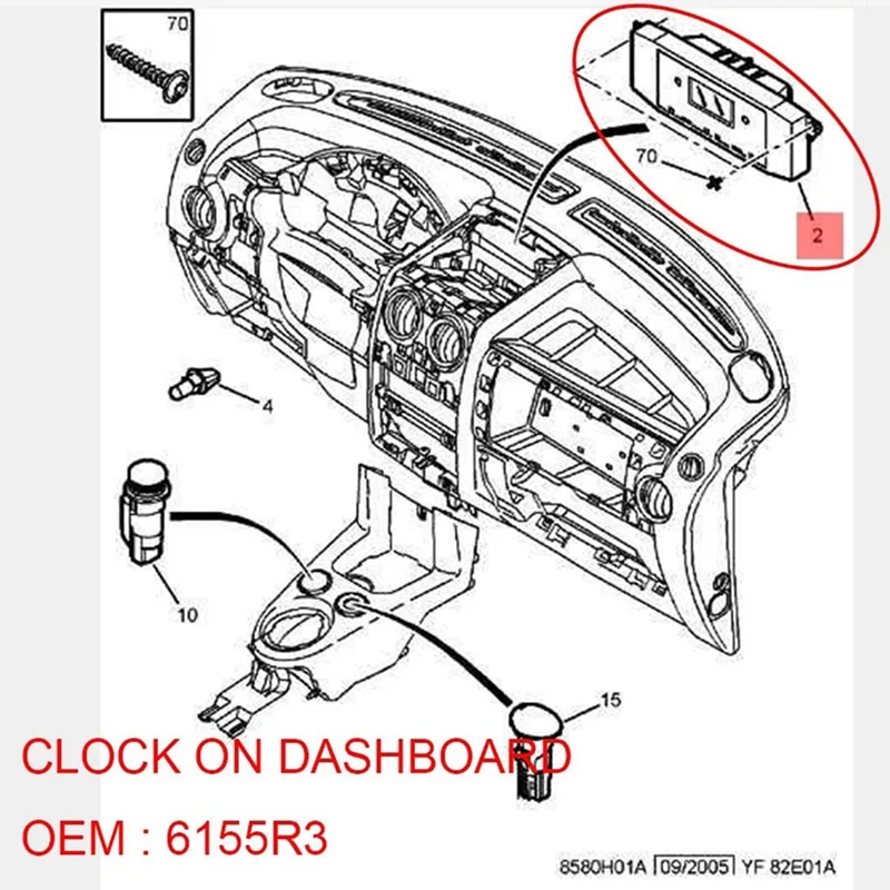 For Peugeot 207A7 207T3 Partner M59 Citroen C2 FIRM PARTNER VU M59 C3 PLURIEL C3 II CLOCK On DASHBOARD 6155R3