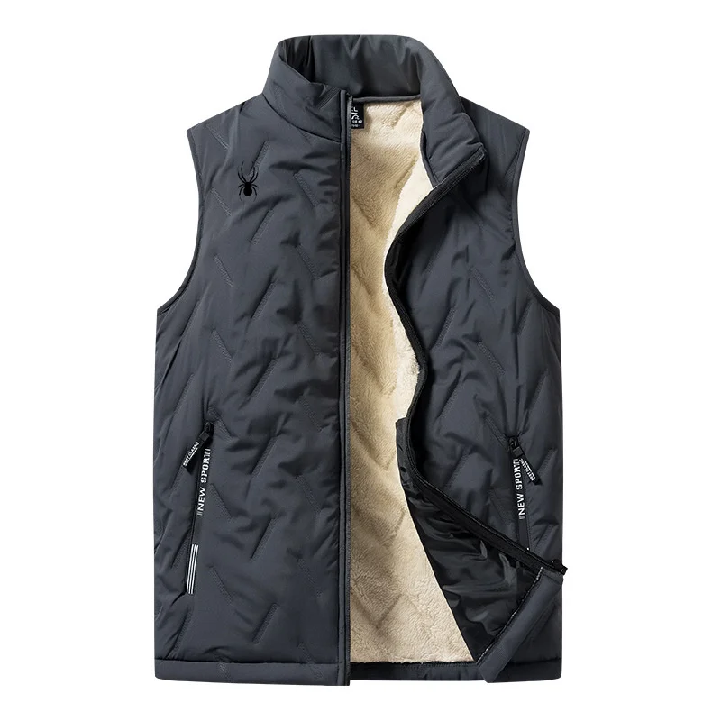 Men\'s vest jacket, warm sleeveless jacket, winter waterproof zipper jacket, autumn stand up collar casual vest brand clothing