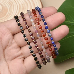 4mm Stone Faceted Coins and Seed Beads Bracele with adjustable size suitable for daily matching gift girl jewelry