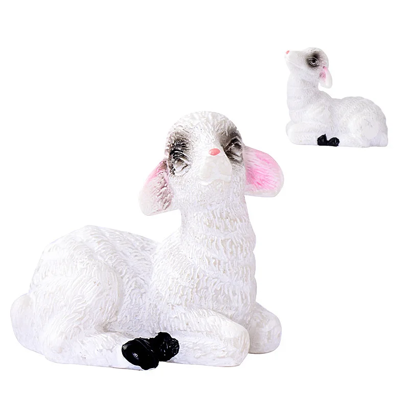 2PCS 4cm Sheep Mini Simulation Aniaml Teaching Model Ornament Craft Decor Miniature Home Decoration DIY Accessories