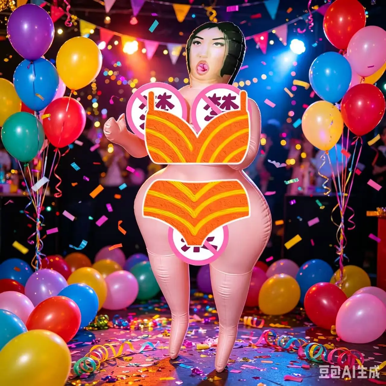 Funny Prank Inflatable Doll & Beach Ball Set Summer Beach Pool Party Toys Novelty Gag Gift Adult Friends Vacation Photo Props view 2