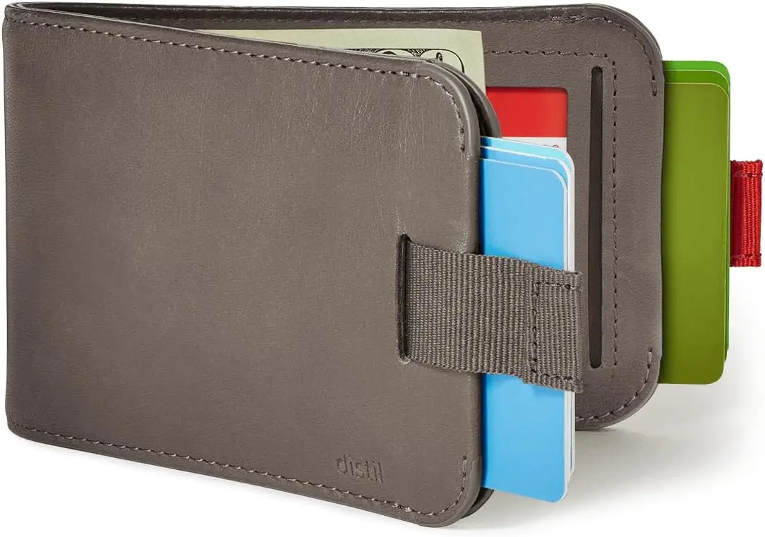 

Тонкий RFID-кошелек для мужчин с окошком для удостоверения личности, вмещает 14 карт и 30 купюр, премиальная кожа — серый