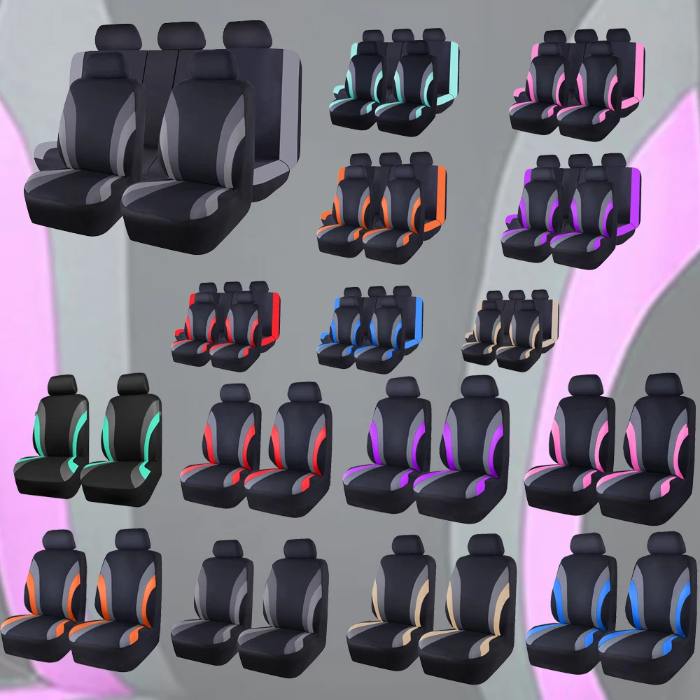 AUTOKING Sporty Design Universal Polyester Fabric Seat Covers For Car SUV Truck Van Accessories Interior Car Seat Covers