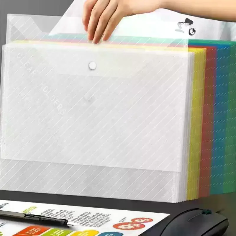 

20 Piece Mixed Color Folding File Bag With Button Closure Design, Suitable For Office Organizers And School Supplies