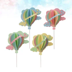 4pcs Cake Ballon Decor 3 Hot Air Balloons Cake Topper Party Cake Pick Cake Adornment For Birthday Wedding DIY Decor