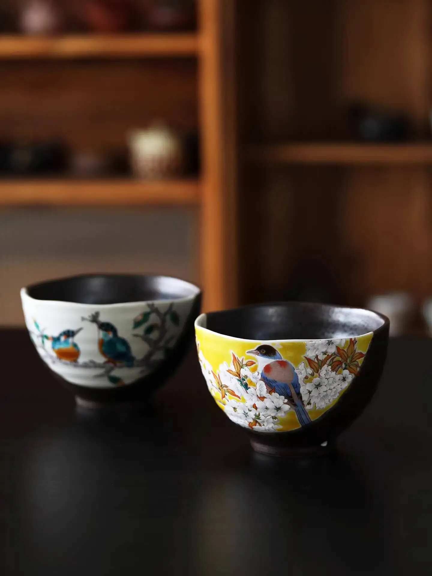 

In Stock Imported Kutani Ware Cherry Blossom Bird Deep Large Japanese Ceramic Soup Rice Noodle Bowl