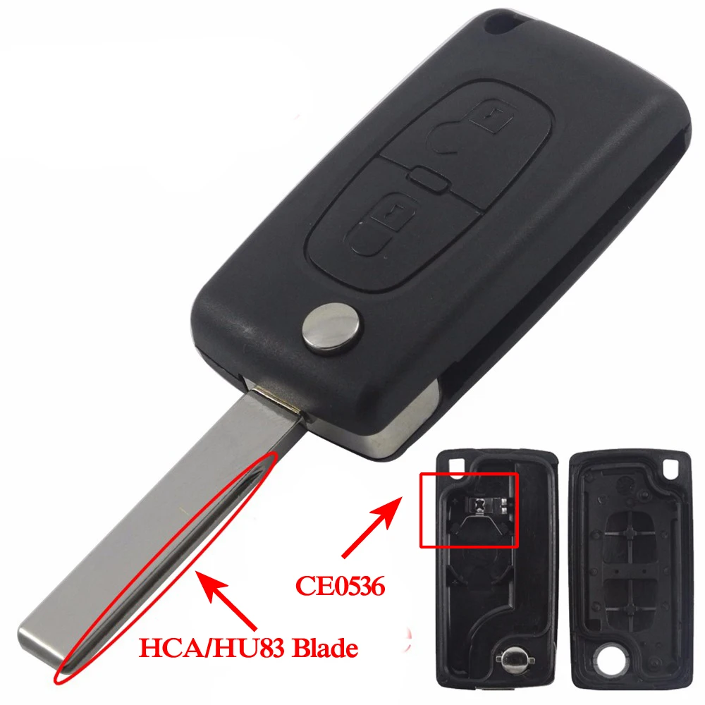 Jingyuqin Flip Remote Key Shell per Peugeot 207 307 308 408 Partner Citroen C5 C6 Berlingo Picasso Xsara VA2 HU83 CE0536 CE0523