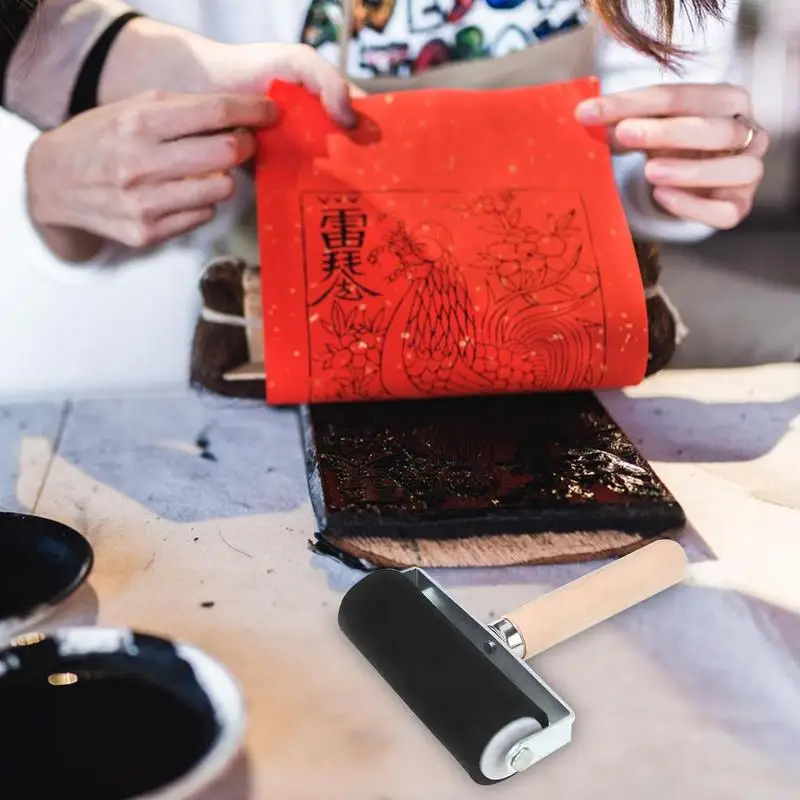 ลูกกลิ้งยาง ด้ามไม้ ลูกกลิ้งภาพพิมพ์ แปรงทาสี ยางลบหมึก ศิลปะหัตถกรรมจิตรกรรม เครื่องมือ เครื่องมือภาพพิมพ์ ม้วนยางขนาดเล็ก