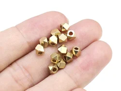 Faceted Brass Bead, Triangle Cut Square, Raw Brass Spacer Slider, 2mm 2.5mm 3mm 4mm, Bead Bracelet Making, Jewelry Making -R2349