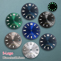 28.5mm NH35 S Logo NH35 Dial Sunburst Diver's Dial Fit NH36/4R/7S Japanese Movement C3 Green Luminous Watch Repair Accessories