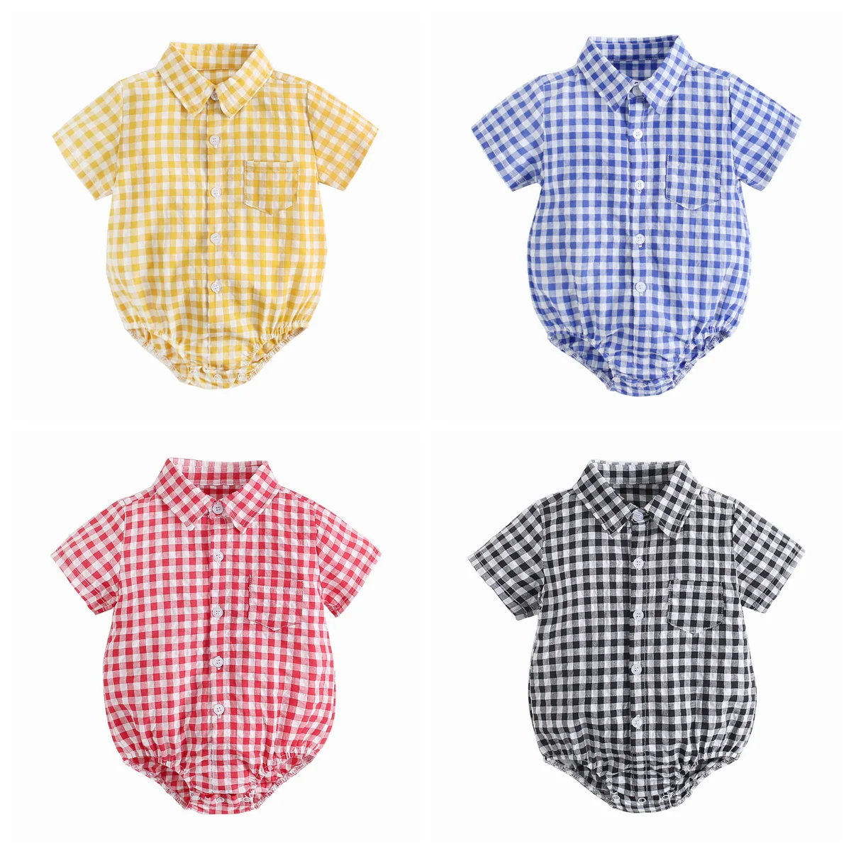 

Sanlutoz Summer Baby Boys Bodysuits Cotton Baby Clothes Plaid Fashion Short Sleeve Infants Clothing Casual
