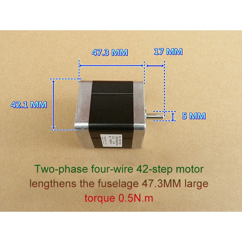 For CNC 3D Printer Two-phase Four-wire 42 Stepper Motor Extended Body 47.3 MM High Torque 0.5N.m Motor With Bracket And Gear