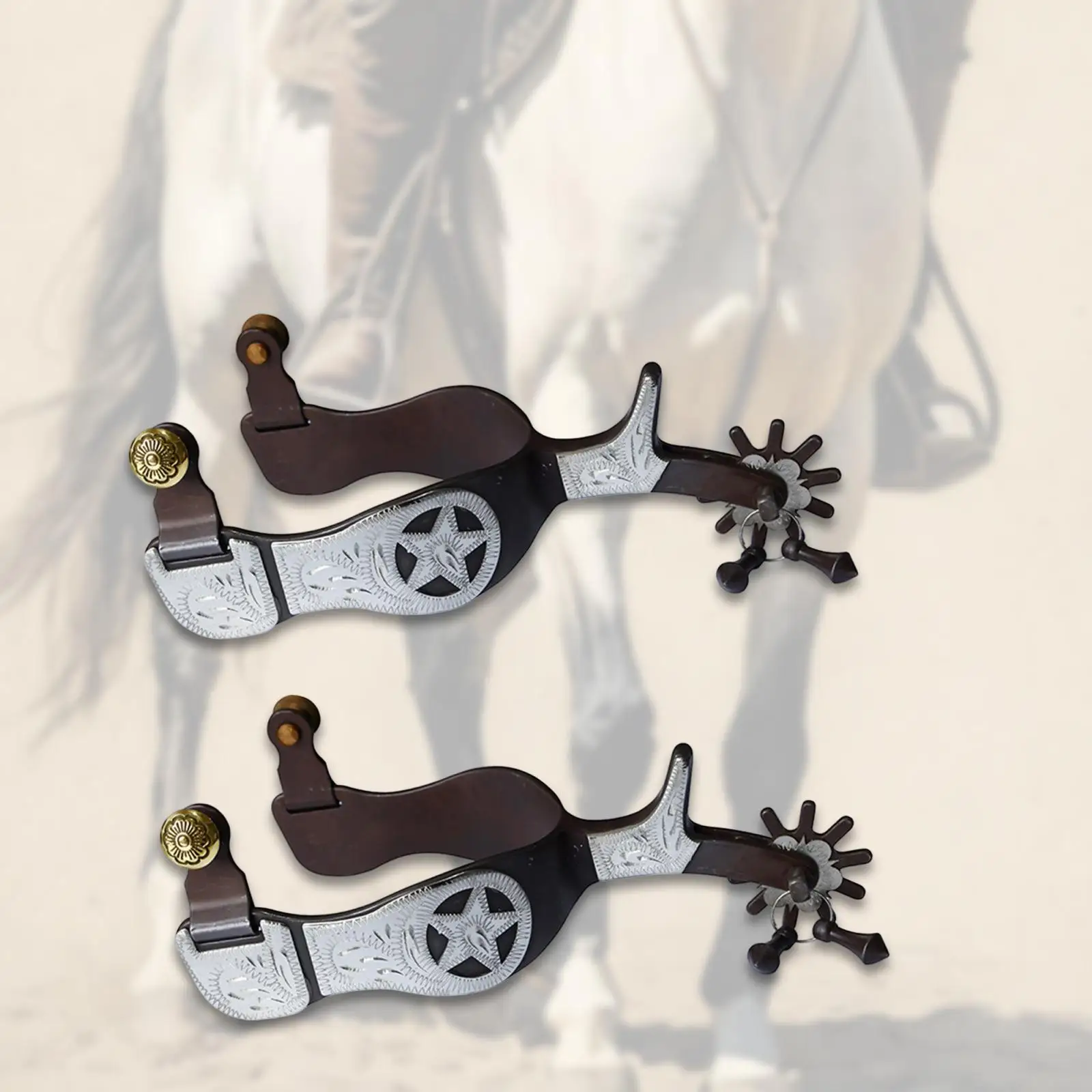 

2 Pieces Western Cowboy Spurs Horse Spurs for Training Equipments Equestrian