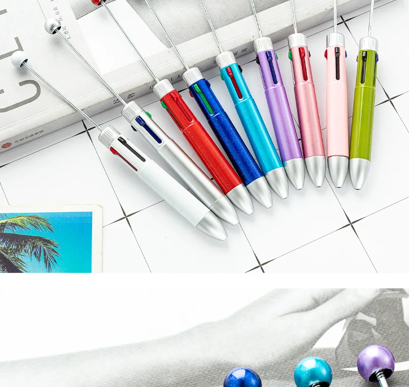 20PCS 4-color DIY multi-color plastic bead pen Four color beadable ballpoint pen