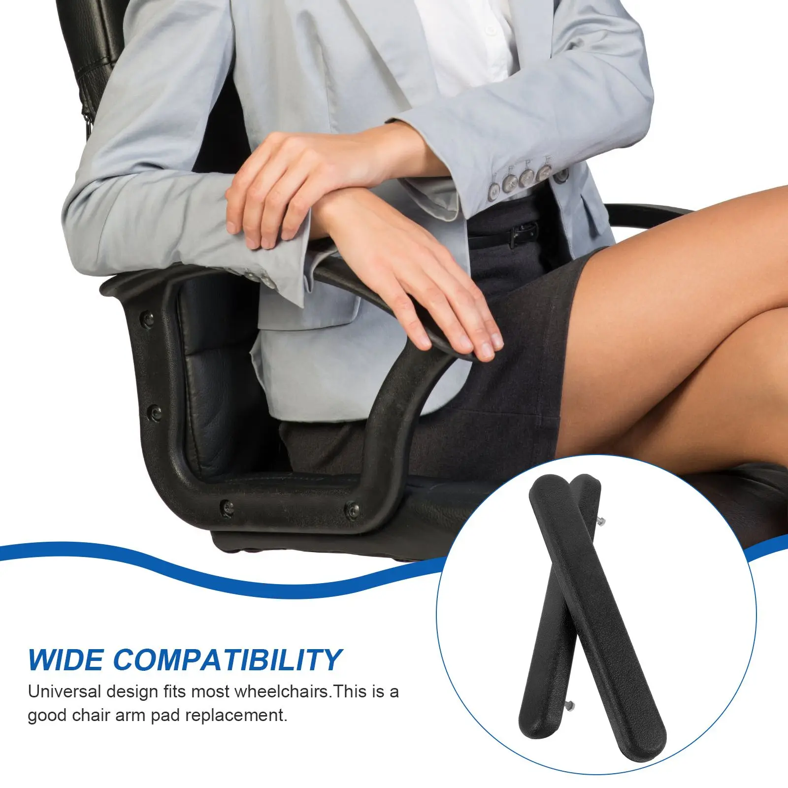 Anti Slip Wheelchair Armrest Pads ABS Long Armrests 22 5cm Hole Distance Universal Replacement Chair Armrest Covers