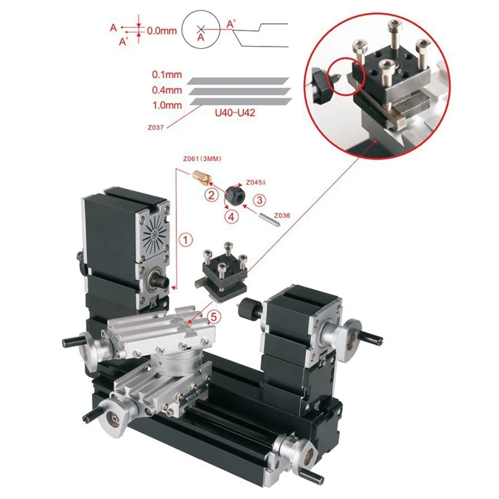 B50C Z044MT Metal 2 Position Tool Post Lathe Tool Rest Bracket Metal Rotating Lathe Accessory