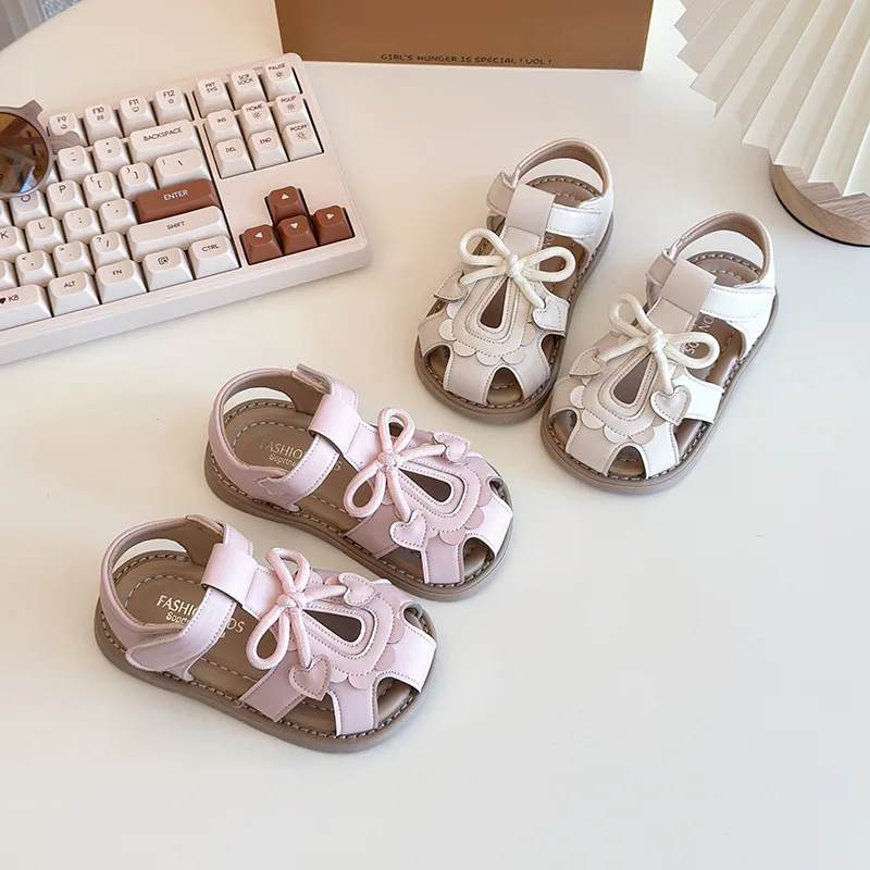 

2025 Summer New Children Sandals for Girls Fashion Korean Style Soft Bottom Anti-slippery Versatile Cut-outs Baby Beach Shoes