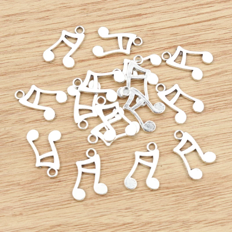 20pcs 17x11mm Charms Musical note Tibetan Silver Plated Pendants Antique Jewelry Making DIY Handmade Craft