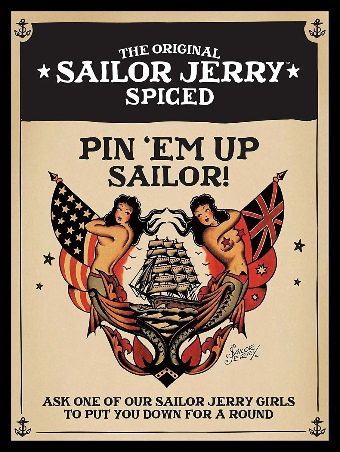 Sailor jerry-金属製のブリキの看板,12x8インチ,壁の装飾,クリスマスギフト,家の装飾