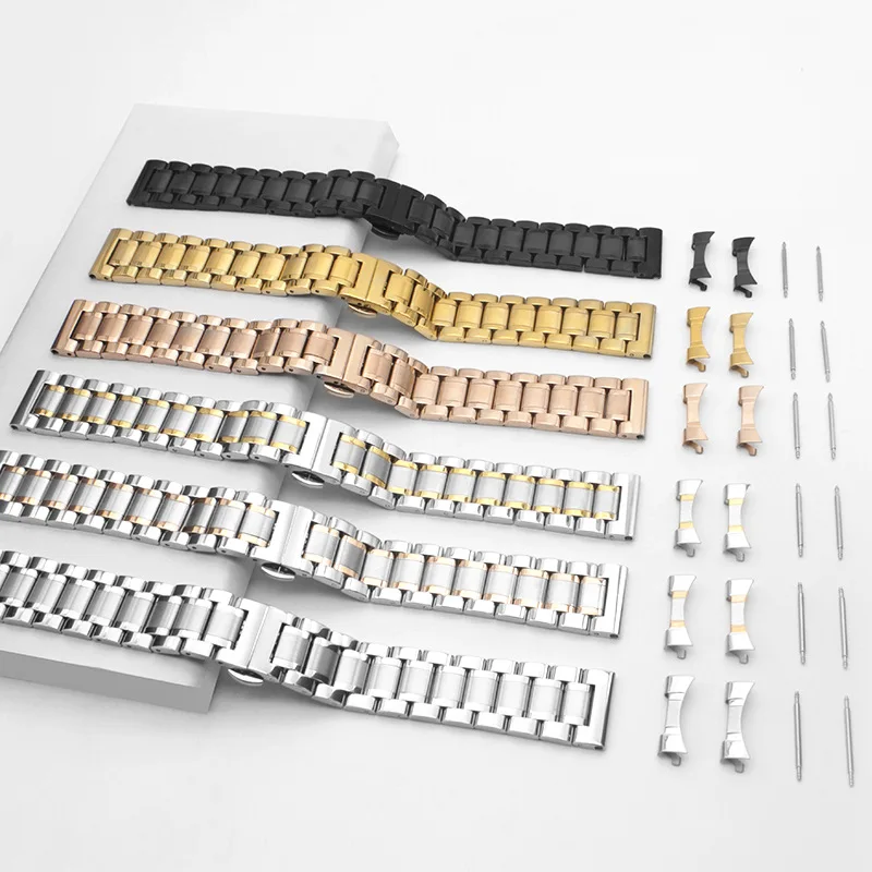 5 مؤشر الصلبة الفولاذ المقاوم للصدأ حزام 12/13/14/15/16/17/18/19/20/21/22/23/24 مللي متر قوس فراشة مشبك الرجال النساء المعادن حزام (استيك) ساعة