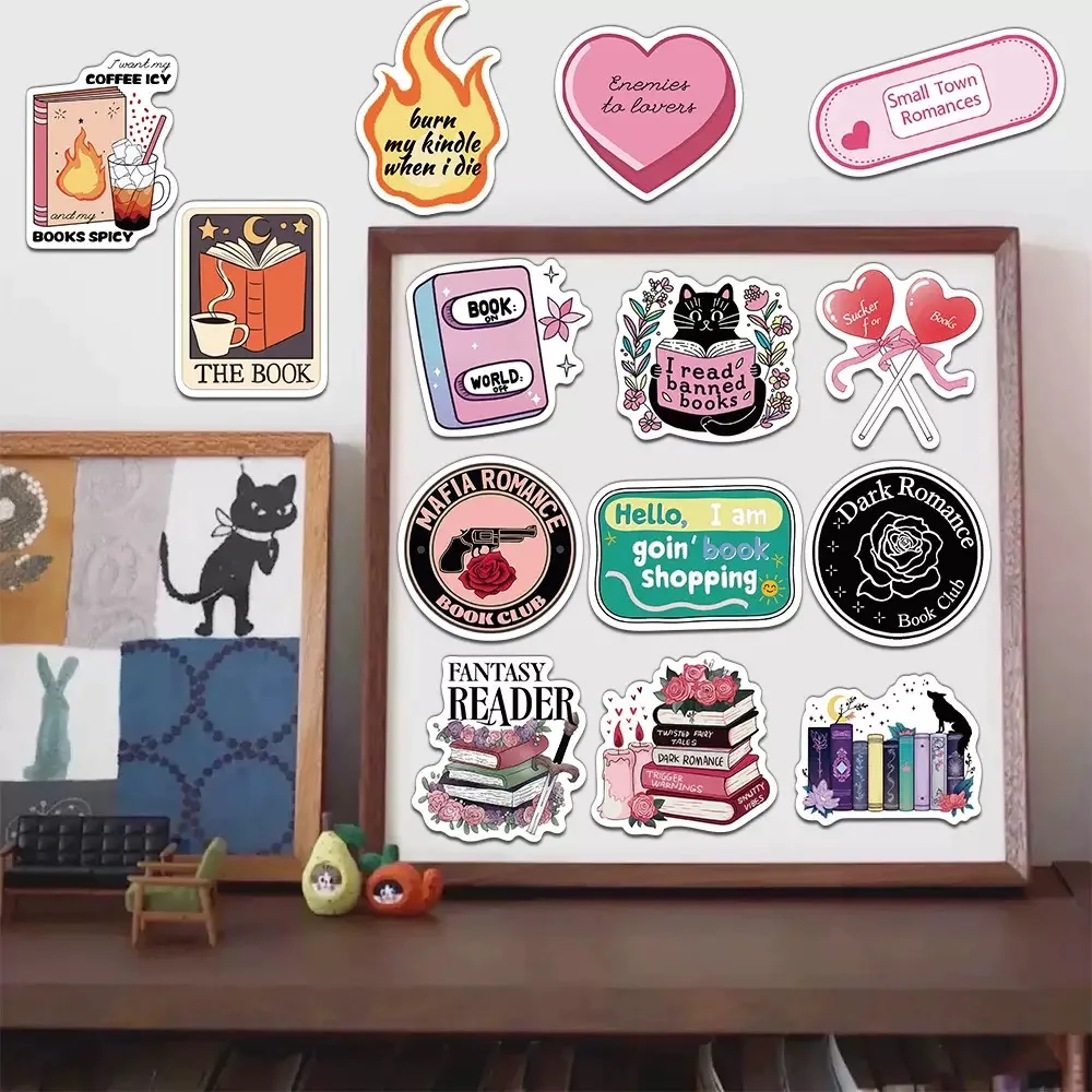10/50pcs Kindle Dark Romance Book Club Bookish Stickers Spice Dragon Girl Reader Decals DIY Car Ipad Phone Laptop Diary Sticker
