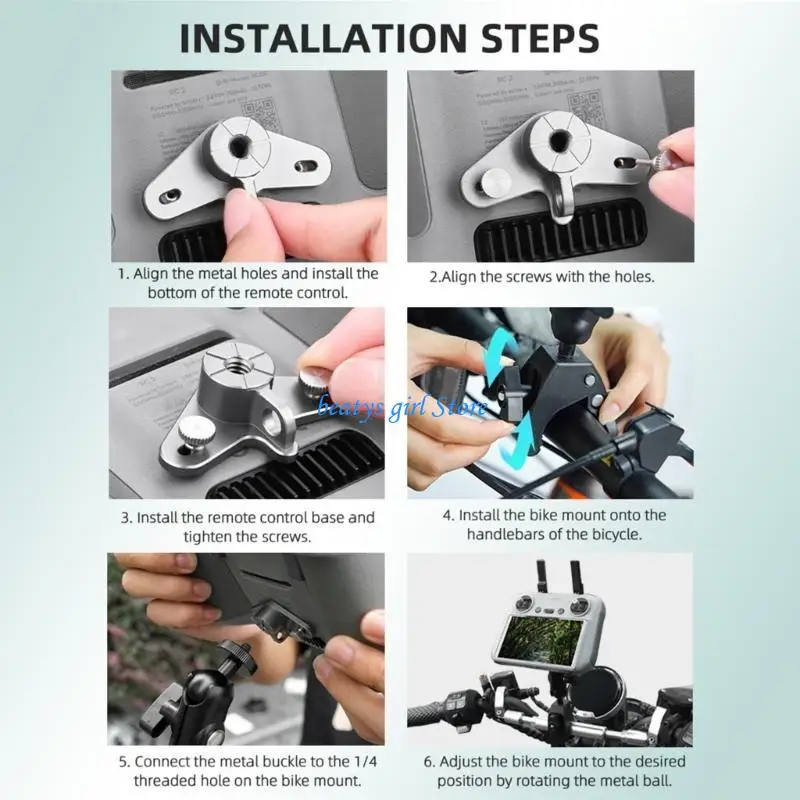 

C7AB Outdoor Bike Holder Bicycles Bracket Mount for Air 3/Action 2/Pocket 3 Remote
