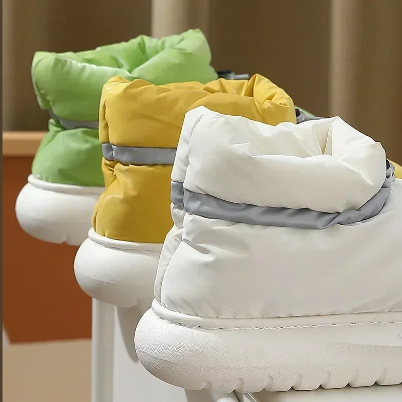 Chunky damskie buty śniegowe ciepłe puchowe zimowe 2025 wodoodporne damskie botki z futrem antypoślizgowe cukierkowe kolory bawełniane buty kobieta — zdjęcie 7