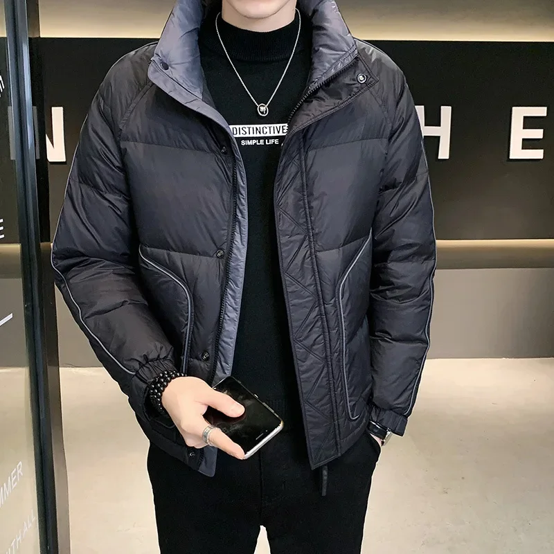 Luxury Winter Down Jackets Men Warm Short White Duck Down Coat Lightweight Long Sleeve Tops Trend Windproof Outerwear Parkas New
