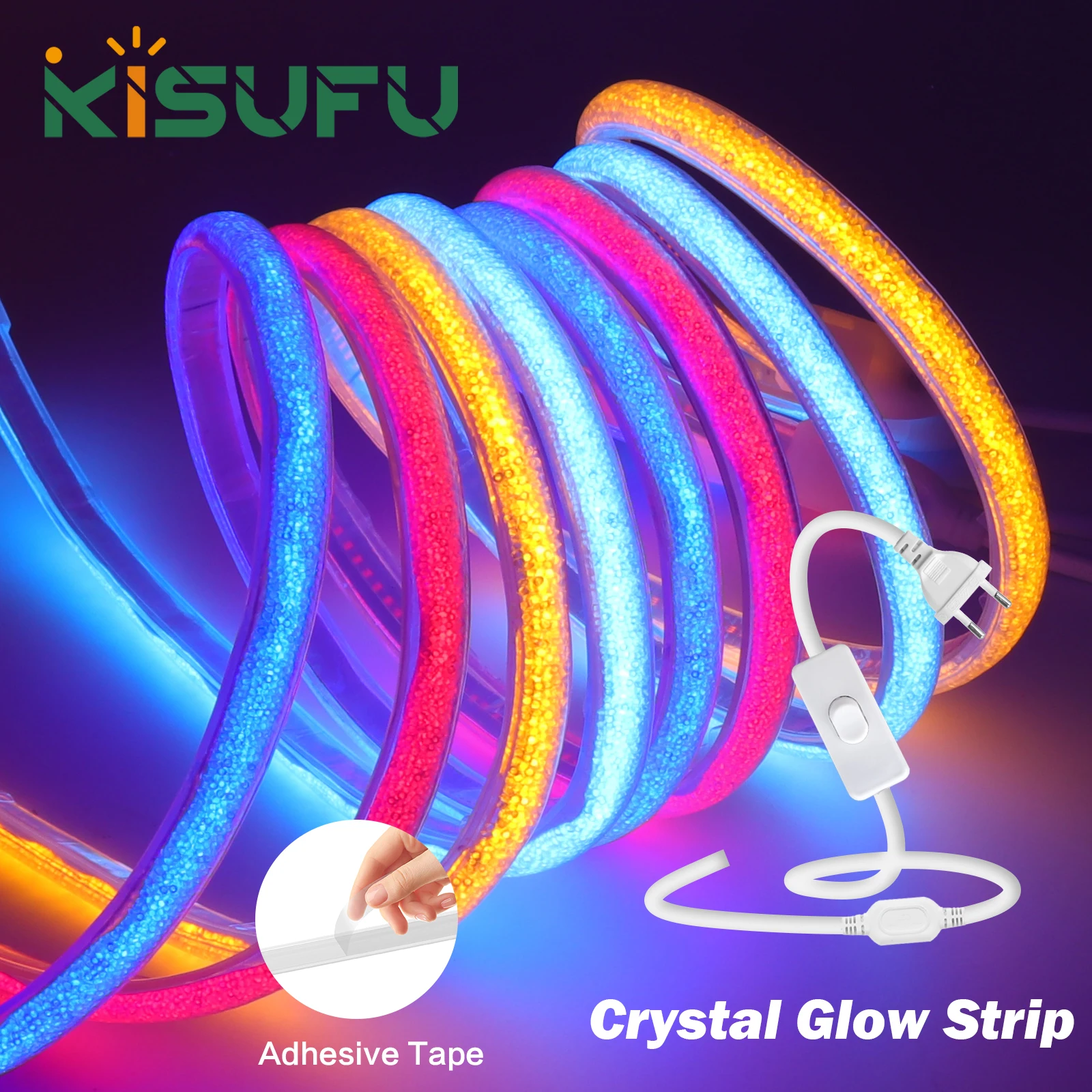 High Bright 220V COB LED Strip Crystal Glow for Party Christmas Garden Wedding Decor 288LEDs/M Warm Blue Red Adhesive Tape 1-40M