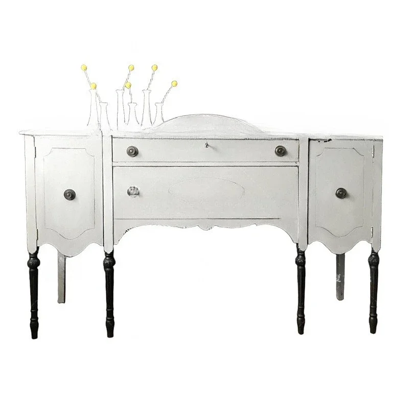 

Retro solid wood carving flower entrance cabinet entrance table wall decorative cabinet