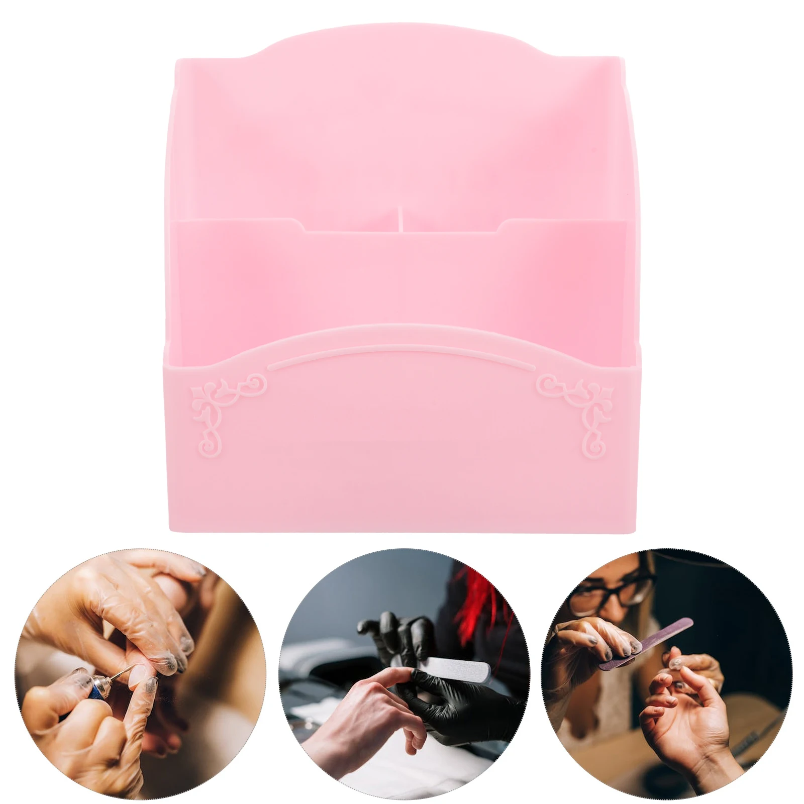 

Nail Pen Holder Pink Makeup Brush Organizer Large Capacity Desk Accessories Compartment Design Vanity Tray Pp Material
