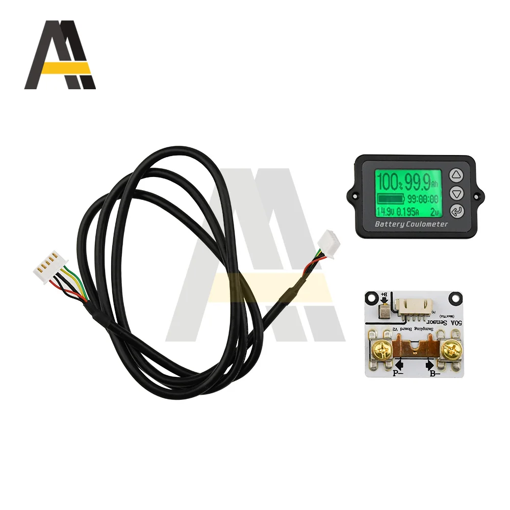 Probador de batería de vehículo de precisión, Monitor de pantalla de cantidad eléctrica para coche eléctrico, coulómetro de batería, DC 8V-80V, 50A,