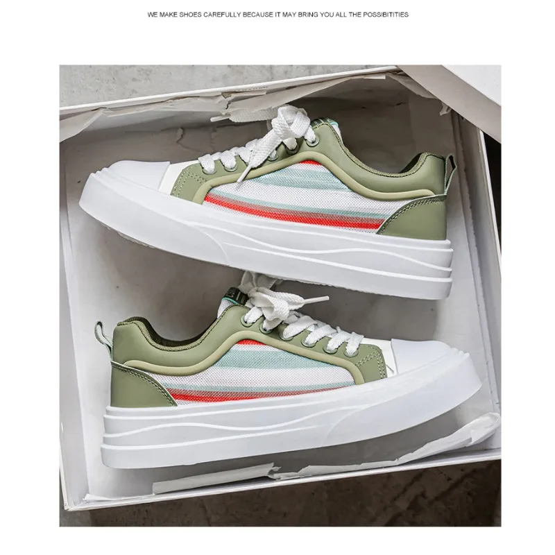Men's Mesh Platform Sneakers 2026 New Breathable Low-top Casual Daily Streetwear Korean Style Multicolor Footwear