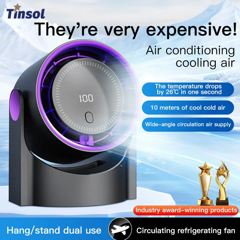 TINSOL Neuer elektrischer Tischventilator, Luftzirkulator, kabelloser, tragbarer, leiser Ventilator für den Heimgebrauch, geeignet für Tisch, Wand und Decke