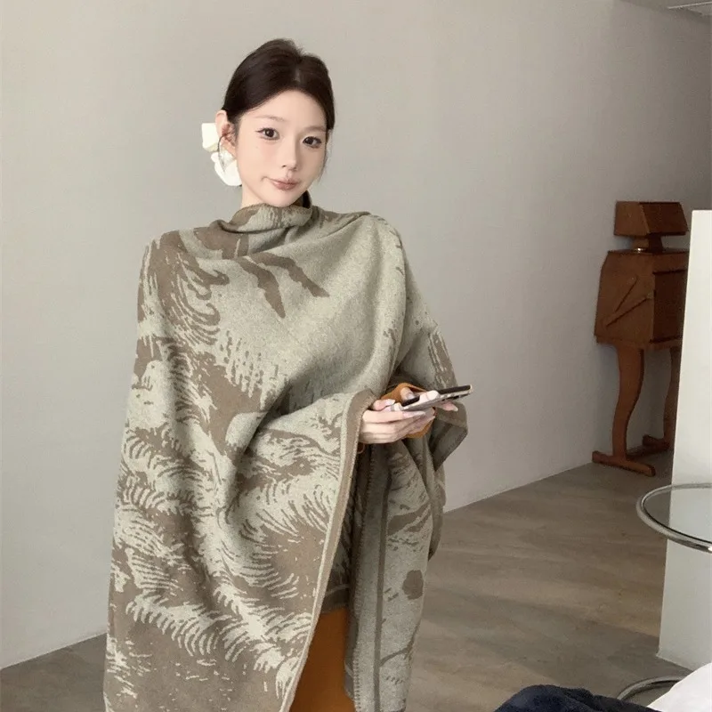 

New Chinese Sle Embroidered Cowl Ne Wrap oulder for Women Autumn 2025 Ethnic Trendy Drapey Top Coat One Size Fits All