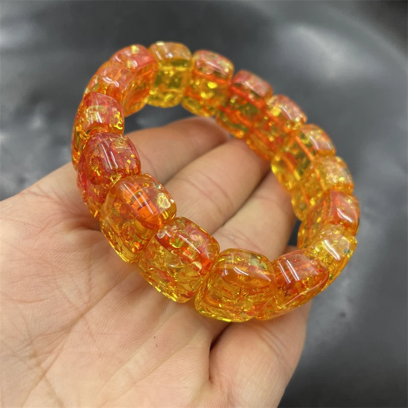 Floral , amber and beeswax , , beaded bracelet