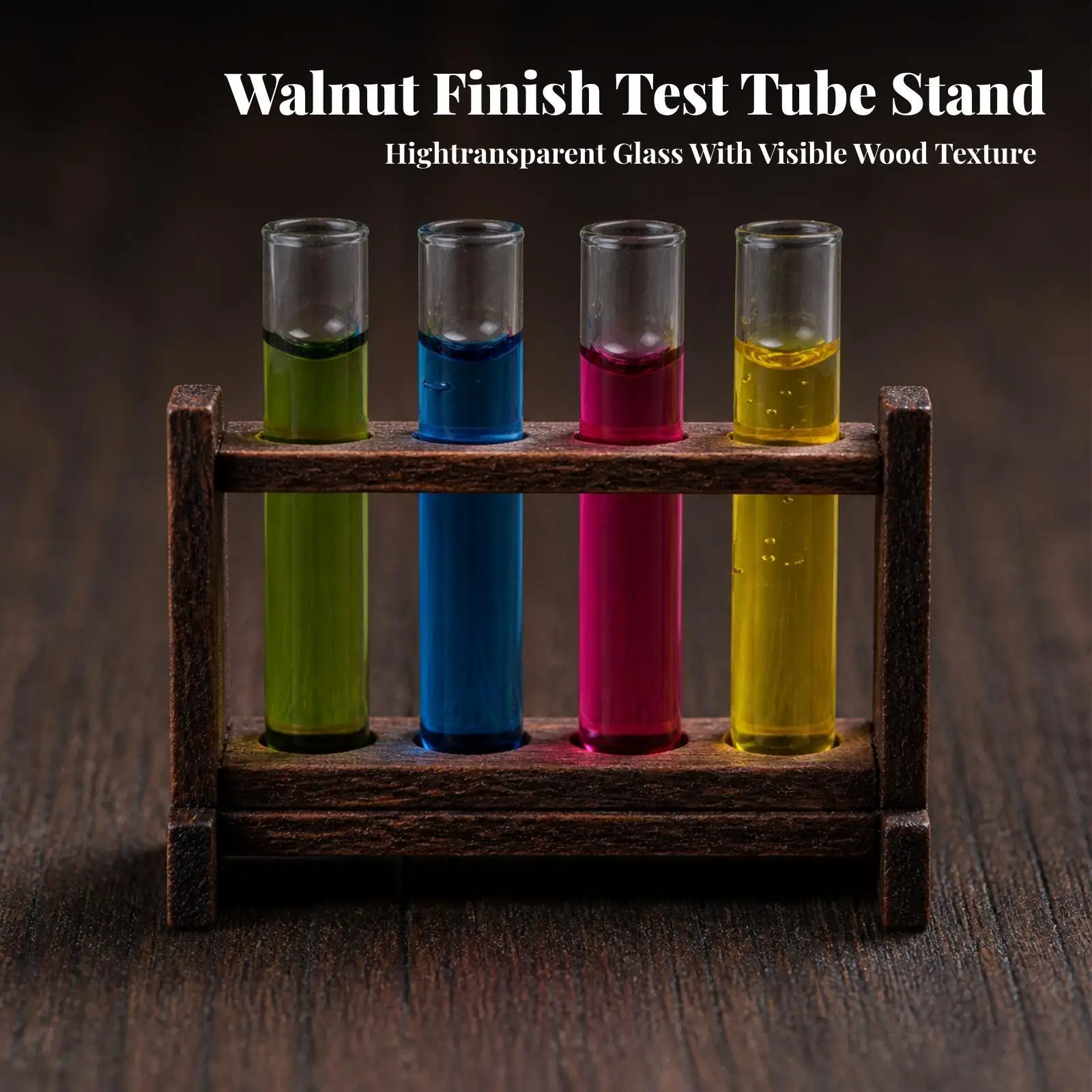 Small Science Kit Poplar Wood Test Tube Holder Glass Vials for Miniature Room Scene Prop