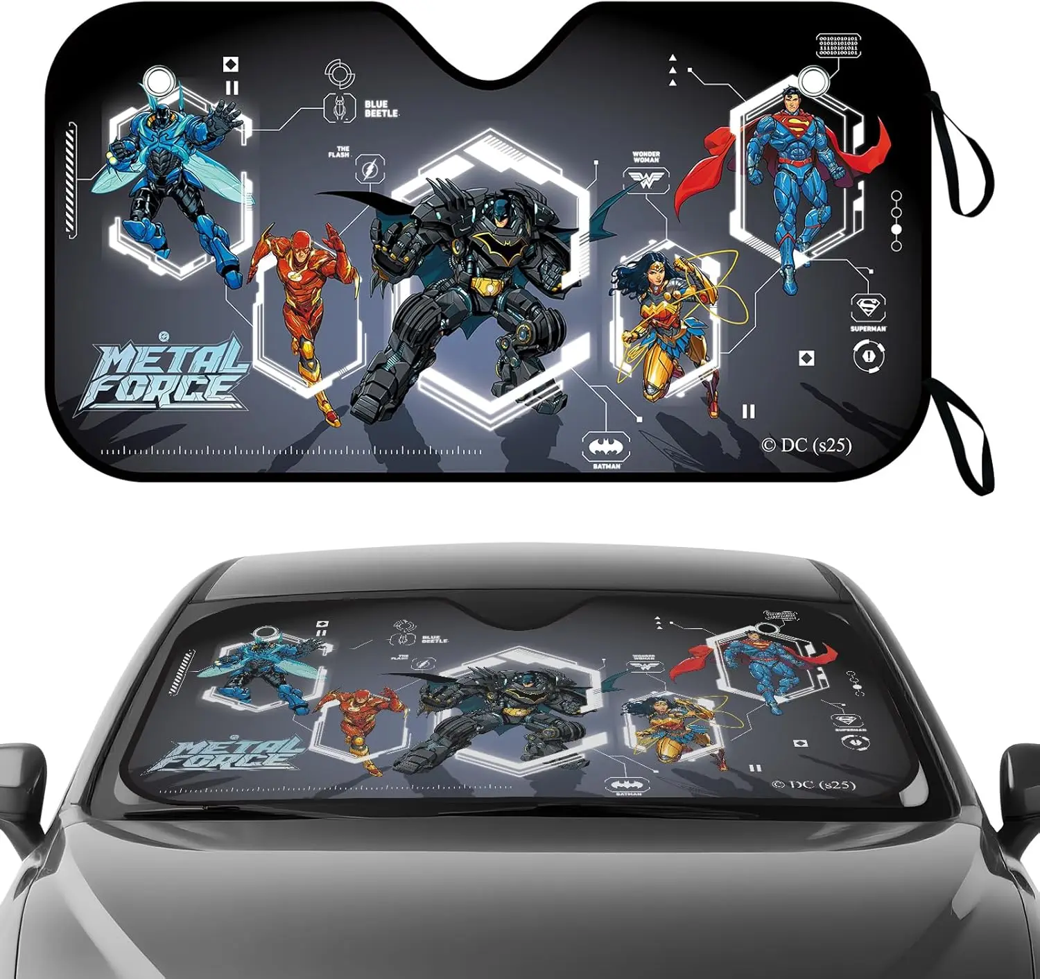 

Foldable Automotive Windshield Sun Shade 55"x30" with 2 Suction Cups - Car Sunshade Visor Heat Shield, UV Protection for SUV/Tru