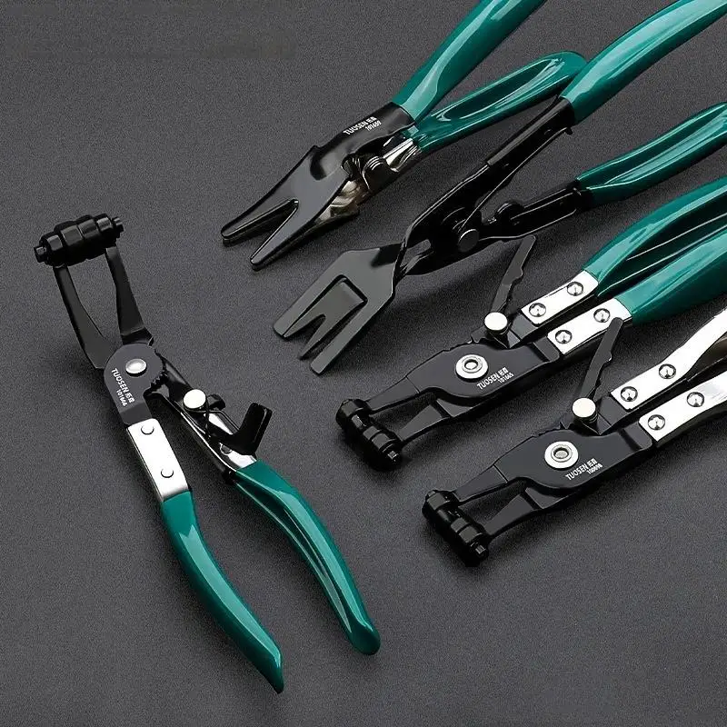 1Pcs Flexible Long Reach Hose Clamp Pliers Set for Car Engine Wire Removal Auto Repair Tool Mechanic Workshop