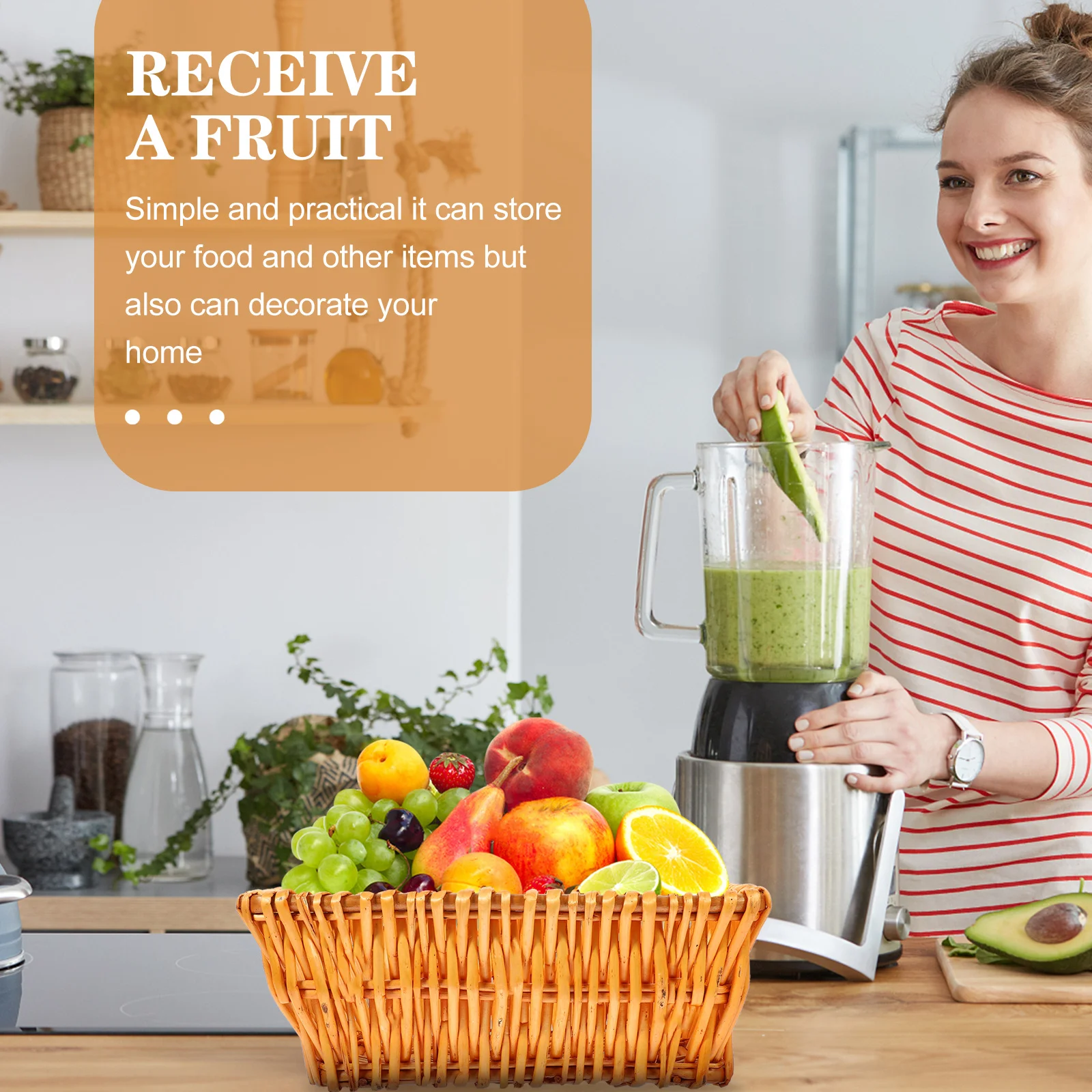 

Rattan Storage Basket Large Volume Woven Home Dining Table Kitchen Fruit Vegetable Organizer Rattan Storage Basket